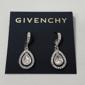 NWT Givenchy Silver-Tone Crystal Orbital Pave Drop Earrings